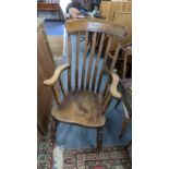 A late Victorian ash and elm Windsor lathe back chair Location: