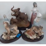 Country Artists model animals to include elephants and wolves, and three Lladro figures Location: