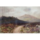 J Mortimer - watercolour depicting a country landscape with sheep to the foreground, 49cm x 32cm,