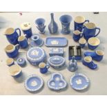 Mixed wedgwood Jasper ware pieces to include a vase, a trinket box, bell and others along with