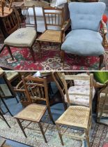 Mixed chairs to include an Edwardian revival side chair having tapestry upholstery Location: