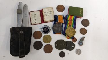 A mixed lot to include WWI medals inscribed T4-160900 SJT.J.TOUGH A.S.C, together with matching