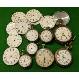 A selection of mainly silver pocket watches together with loose dials Location
