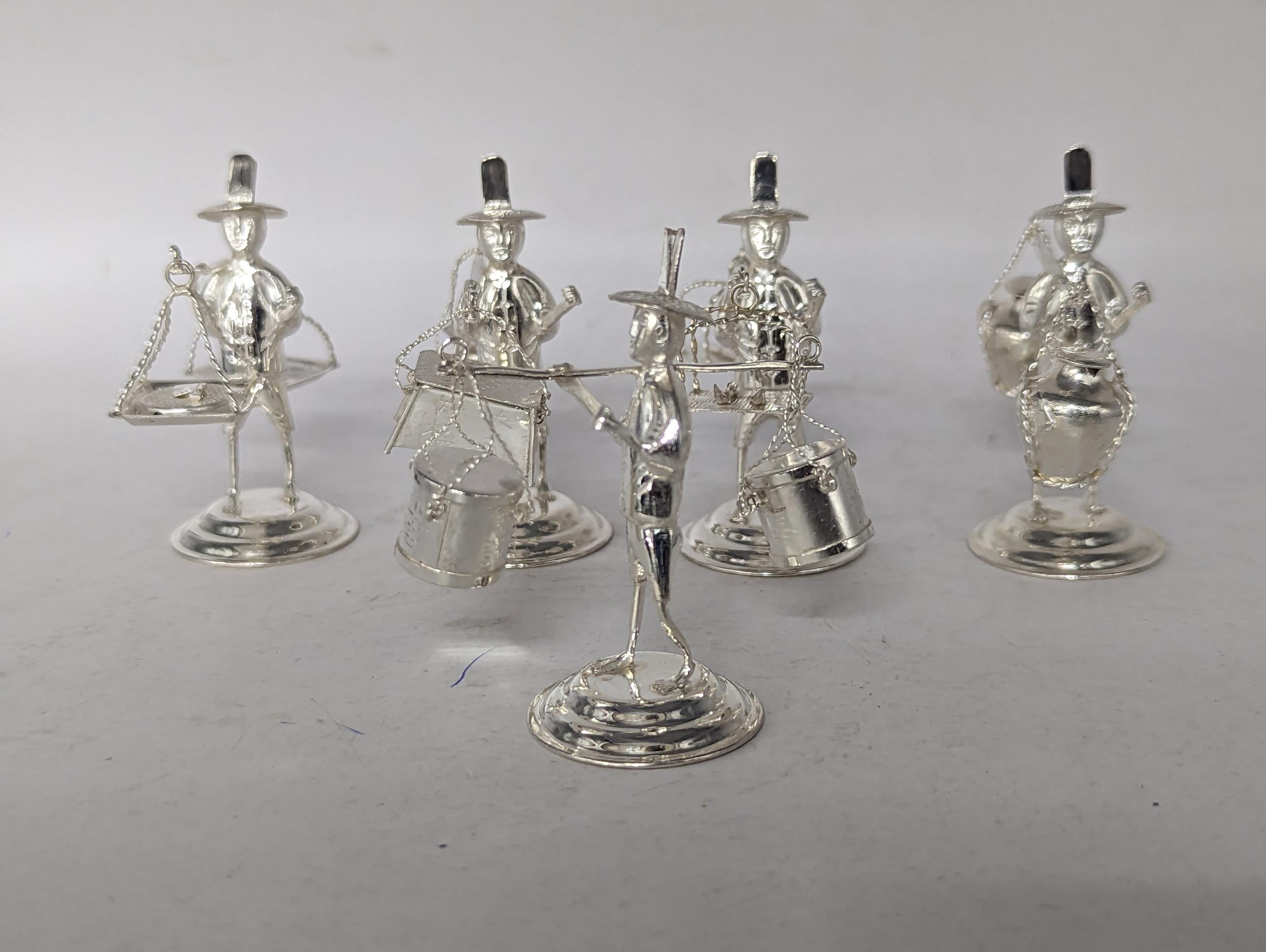 A collection of five stamped 925 sterling silver menu holders in the form of Oriental figures, - Image 2 of 3