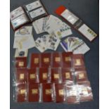 A quantity of Bernera Scotland 22k gold foil stamps in sleeves together with 1960's and later