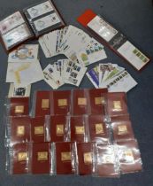 A quantity of Bernera Scotland 22k gold foil stamps in sleeves together with 1960's and later