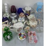 A mixed lot to include 20th century ginger jars, tea pots to include a harmony kingdom teapot and