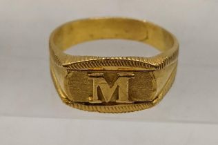 A 22ct gold gents signet ring, total weight 8.3g Location:
