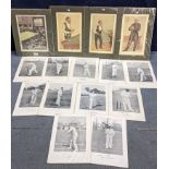 A collection of W A Rouch cricket related engravings together with four Vanity Fair coloured