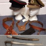 Royal Engineers military uniform accessories to include a shagreen handled sword, cloth badges,