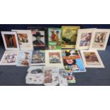 A mixed lot of advertising posters and prints to include Wills Woodbines Cigarettes reproduction