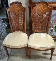 A pair of Sklar inlaid walnut chairs Location: G