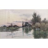 Frederick Garden Fraser - watercolour depicting a river scene, 38cm x 24cm, framed Location: LWM