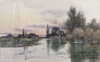 Frederick Garden Fraser - watercolour depicting a river scene, 38cm x 24cm, framed Location: LWM