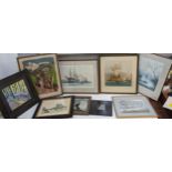 Pictures to include Harold Wyllie, HMS Victory, Norman Wilkinson, Frank William Boggs, prints and