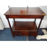 A 19th century mahogany 2-tier stand with drawer below Location: RAM