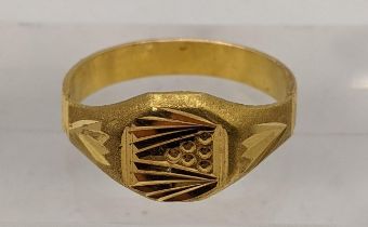 A gents signet ring stamped 22, tested as 22ct gold, total weight 4.5g Location: