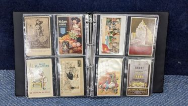 An album of 20th century postcards to include ocean liners, advertising, WWI, snooker and others
