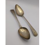A pair of early 19th century George III silver table spoons, total weight 121g Location: