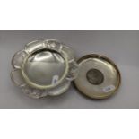 A silver pin dish inset with a 1965 Churchill crown 75.1g, together with a Mappin & Webb silver