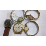 Mixed watches to include a Seiko automatic day/date gold plated watch, 9ct gold Record ladies