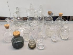 Mixed glassware to include Whitefriars crystal cut decanters and others, along with Whitefriars