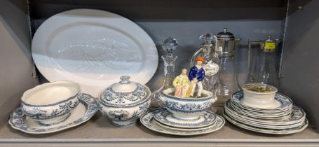 Ceramics and glassware to include a silver collard decanter, a clarinet jug, a part dinner service