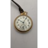 An early 20th century gold plated Elgin pocket watch, 21 jewels, adjusted positions Location: