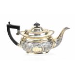 A late Victorian silver teapot by George Nathan & Ridley Hayes, Chester 1900, the oval body with