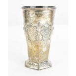 A Victorian trophy cup by John Aldwinckle & Thomas Slater, London 1890, of faceted tapered form with
