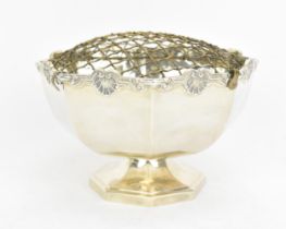 An Elizabeth II silver rose bowl by Joseph Gloster Ltd, Birmingham 1972, of octagonal faceted form