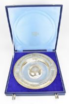 An Elizabeth II silver commemorative dish by A. Edward Jones Ltd, Birmingham 1973, commemoration the