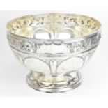 A large George V silver punch bowl, possibly by Harrison Brothers & Howson, London 1912, of circular