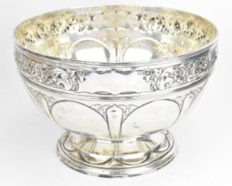 A large George V silver punch bowl, possibly by Harrison Brothers & Howson, London 1912, of circular