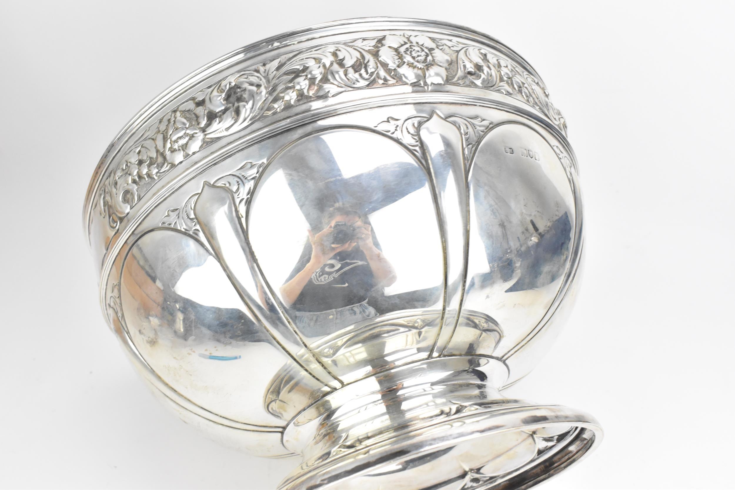 A large George V silver punch bowl, possibly by Harrison Brothers & Howson, London 1912, of circular - Image 3 of 9