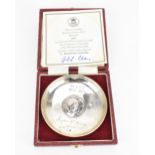 An Elizabeth II silver Sir Winston Churchill commemorative dish, no. 2408, 'limited edition issued