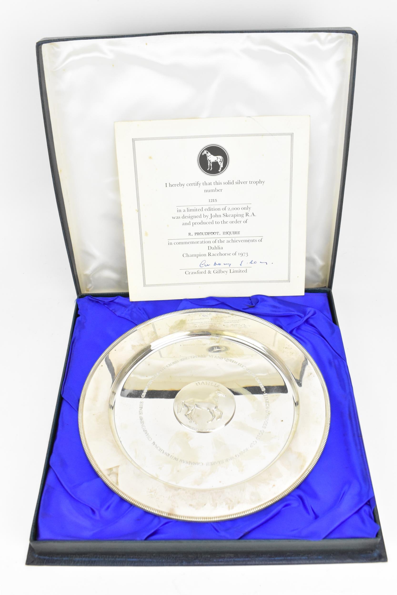 An Elizabeth II silver Racehorse trophy dish, London 1975, designed by John Skeaping R.A, limited