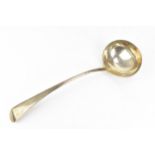 A late Victorian silver ladle by Wakely & Wheeler, London 1899, of plain Old English pattern, 34