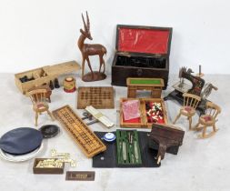 A mixed lot of Victorian and later games to include a bone Domino set along with a Solitaire board