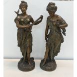 A Pair of 19th century Spelter figures 48cmH of classical ladies Location: