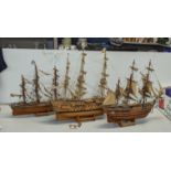 A group of scratch built naval ships HMS Victory, HMS Bounty and other. Moving articulated