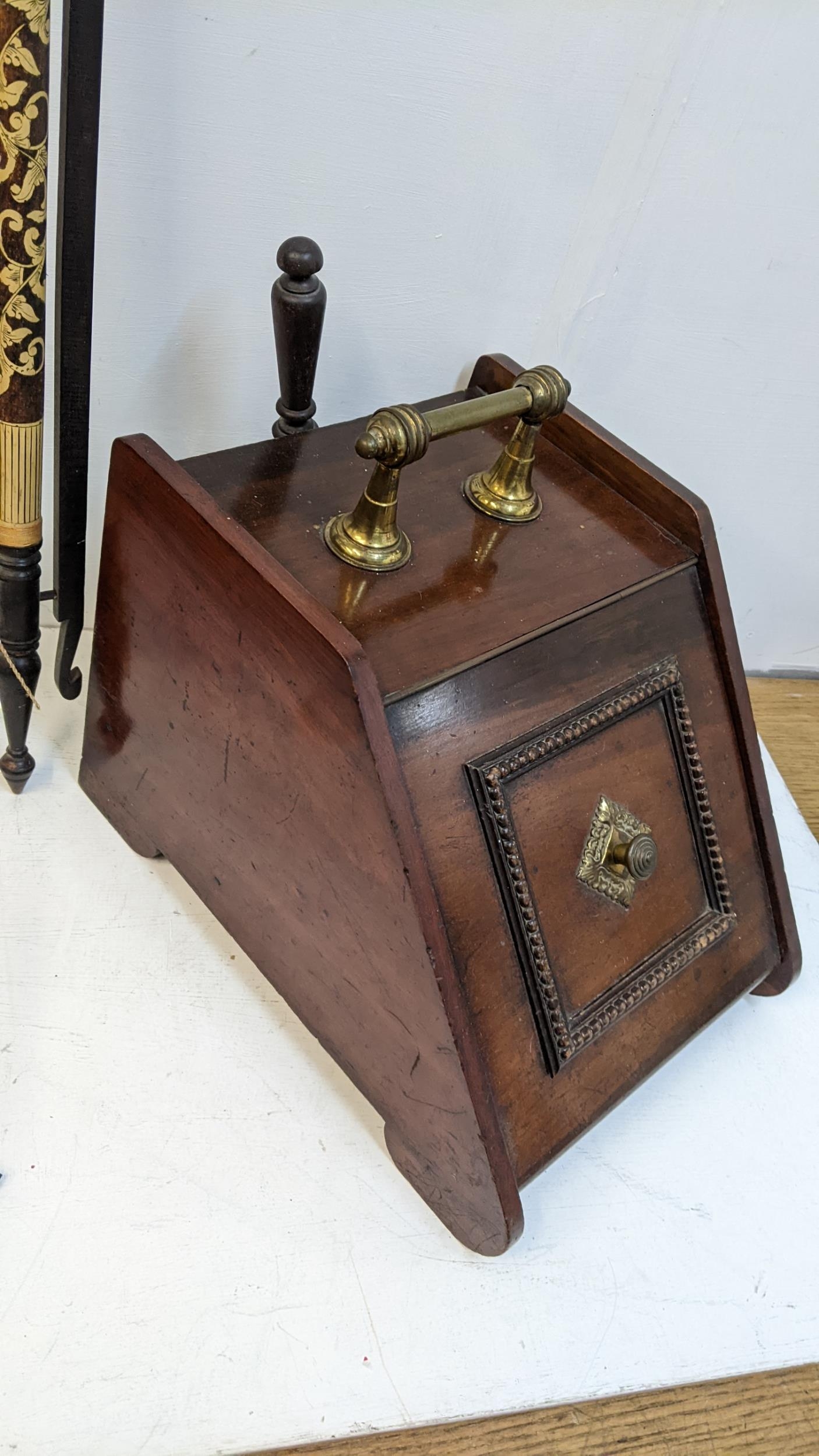 Circa 1900 a mahogany coal scuttle, and other items Location: - Image 2 of 2