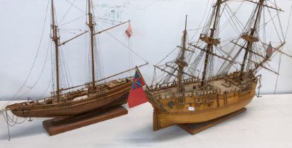 Two scratch built models of sailing ships to include a model of Bluenose II Location: