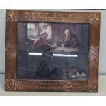 Am Arts and crafts Scottish hammered copper picture frame embossed with Robert Burns poem 'Selkirk