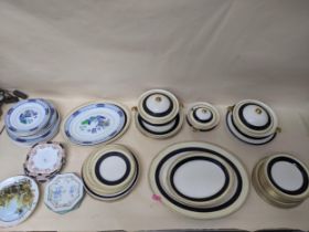 Soho pottery part dinner service decorated with a blue band Location:
