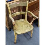 A 19th century painted bar back Windsor chair on turned legs Location: