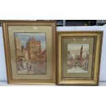 Francis B Tighe - two water colours depicting street scenes both signed and dated 1916 to the