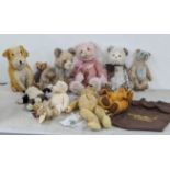 A collection of Bears to include two Charlie Bears, a 1930s bear, a vintage growler bear and