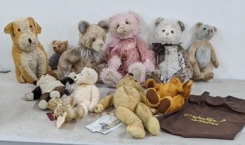 A collection of Bears to include two Charlie Bears, a 1930s bear, a vintage growler bear and