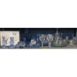 A mixed lot of glassware to include a boxed Portmerion Botanic glass, Wedgwood Jasperware and others
